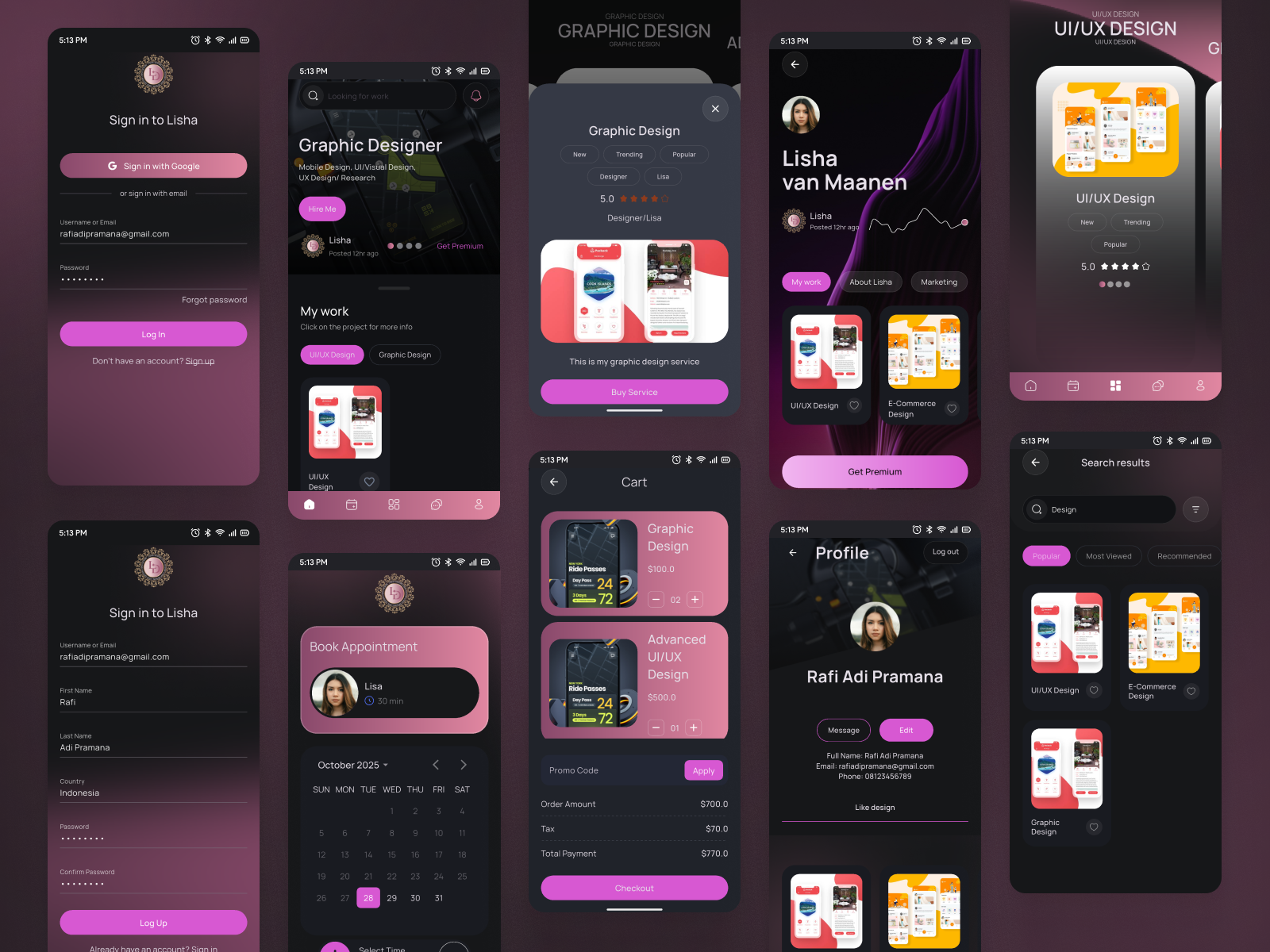 Personal Portfolio & Service Booking App for UI/UX Designer